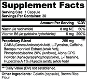 Cognix Cognitive Support – supplement facts label