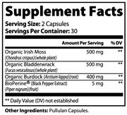 Seakeep Sea Moss – supplement facts label