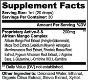 Trimdrop Diet Drops Ultra 1 oz – supplement facts label