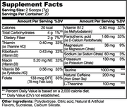 Tripsplash Energy Powder – Lychee Splash Energy – supplement facts label
