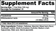 Carryflora Probiotic + Metabolism Strips – supplement facts label
