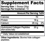 Purescoop Grass-Fed Hydrolyzed Collagen Peptides – supplement facts label