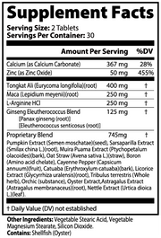 Stagline Men's Vitality – supplement facts label
