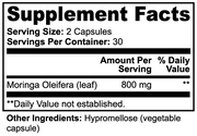 Moringold Moringa Pure – supplement facts label
