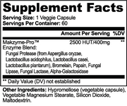 Postmeal Digestive Enzyme Pro Blend – supplement facts label