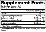Keepcell Creatine Hydration Powder – supplement facts label