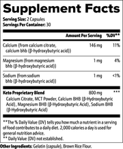 Cutfuel Keto BHB – supplement facts label