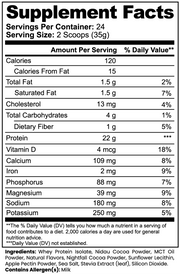 Hybridwhey Advanced 100% Whey Protein Isolate – Chocolate – supplement facts label