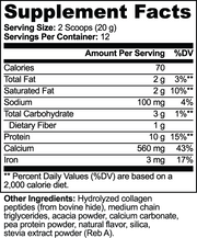 Ketocream Grass-Fed Collagen Creamer – Vanilla – supplement facts label