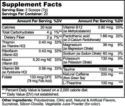 Zerocream Energy Powder – Melon Creamsicle – supplement facts label