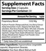Detoxdeal Max Detox – Acai detox – supplement facts label