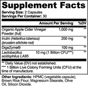 Settlewell Gut Health – supplement facts label