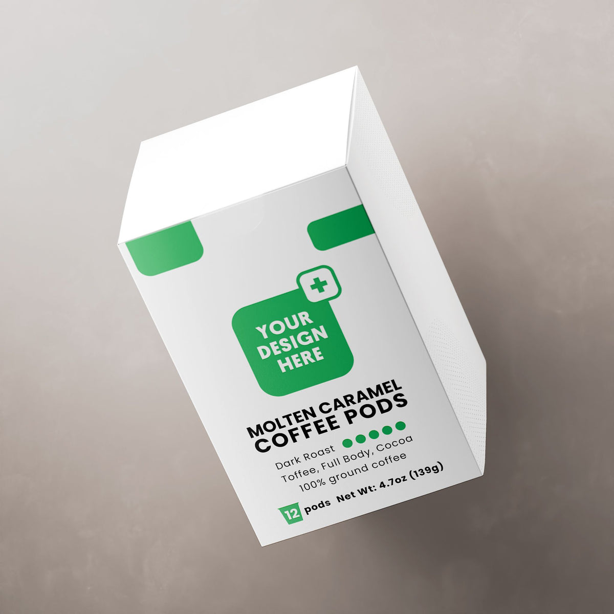 Molten Caramel Coffee Pods Dark Roast source product packaging image