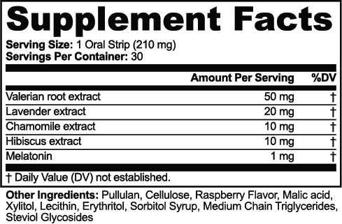 Blindsdown Sleep Strips – supplement facts label