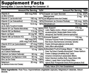 Fortybase Complete Multivitamin – supplement facts label