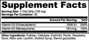 Tallstand Bone Support Strips – supplement facts label