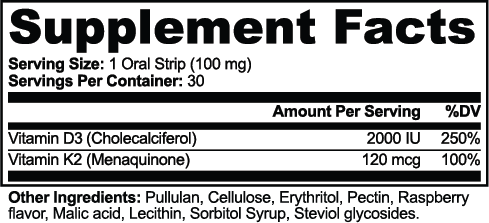 Bonecarry Bone Support Strips – supplement facts label