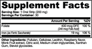Irontide Iron Strips – supplement facts label