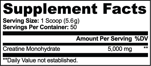 Brainload Creatine Monohydrate – supplement facts label