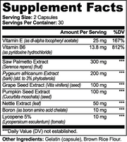 Menspan Prostate Support – supplement facts label