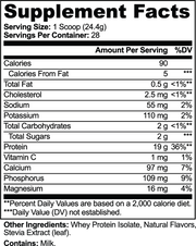 Macrohouse Pure3 100% Whey Protein Isolate – Vanilla – supplement facts label