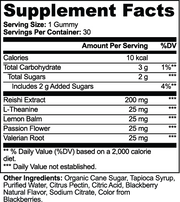 Mushdream Reishi Relax Gummies – supplement facts label