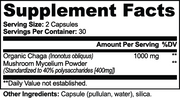Winterkeep Chaga Mushroom – supplement facts label