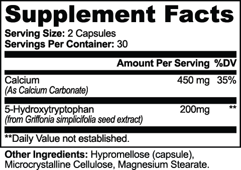 Brightwell 5-HTP – supplement facts label