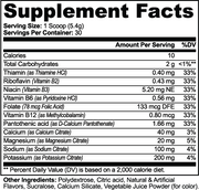 Theanix Hydration Powder – Matcha Green Tea – supplement facts label