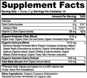 Fermenta Fermented Mushroom Blend – supplement facts label