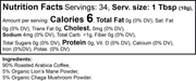 Ketomyco Vitality Mushroom Coffee – Medium Roast – supplement facts label