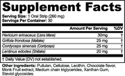 Sporestrip Mushroom Focus Strips – supplement facts label