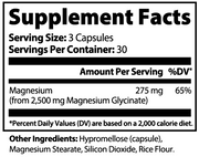 Easemag Magnesium Glycinate – supplement facts label