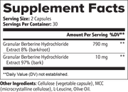 Metashift Berberine – supplement facts label