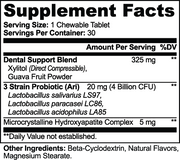 Grinline Dental + Oral Health Chewables – supplement facts label