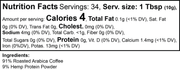 Harvestcup Hemp Harvest Coffee – Medium Roast – supplement facts label